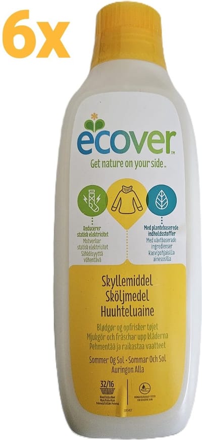 Ecover wasverzachter Glansmiddel 6 x 32/16 wasbeurten 6x 1 liter