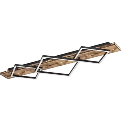 Eglo Plafondlamp Boyal - Zwart - Hout - Warm Wit - 42w