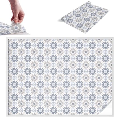 Tulup Raamfolie Anti inkijk - Bloemenmozaïek Melkglas Folie - 200x146 cm - Beige Anti inkijk Raamfolie Glas in Lood - Zonwerende Raamfolie - Voor de slaapkamer, hal en woonkamer - Privacy Folie Raam Glas in Lood