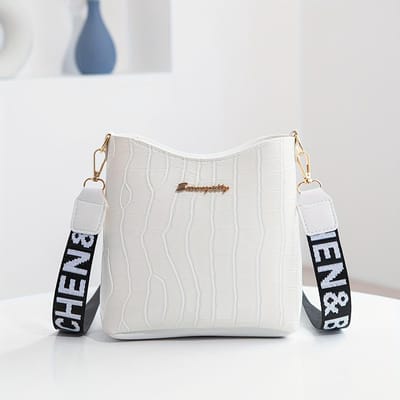 Modieuze en Kleurrijk Patroon Grote Emmer Tas voor Dames, Schoudertas white