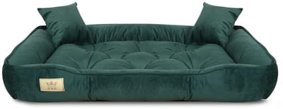 Hondenbed, box, 115x95 cm, donkergroen fluweel