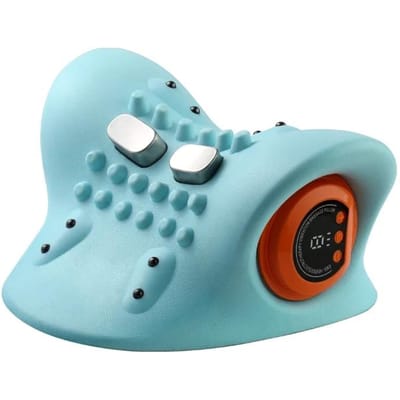 Elektrische Cervicale Massager Nekstrekker Chiropractische Tractie Hoofd Acupunctuurpunten Massagekussen Schouder Lichaamsmassager blauw