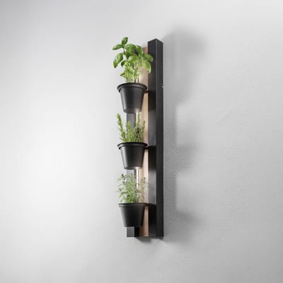 Luminex Wandlamp Shelf, zwart/houtkleurig staalhout, 90cm hoog