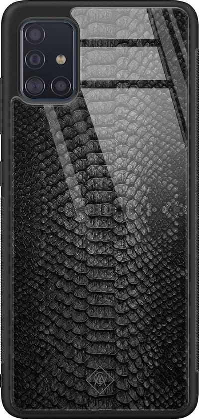 Casimoda® hoesje - Geschikt voor Samsung Galaxy A51 - Black Snake - Luxe Hard Case Zwart - Backcover telefoonhoesje - Bruin/beige