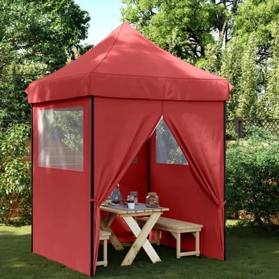 vidaXL - Partytent - inklapbaar - pop-up - met - 4 - zijwanden - bordeauxrood