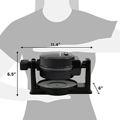 Wafelijzer - Snackmaker - Lekkere Wafels Maken - Draaibaar Ontwerp - 32 cm Dik - Zwart