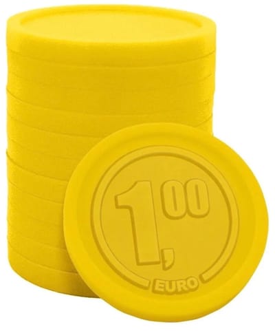 CombiCraft plastic winkelwagenmunten reliëf 1,00 euro geel - per 250 stuks
