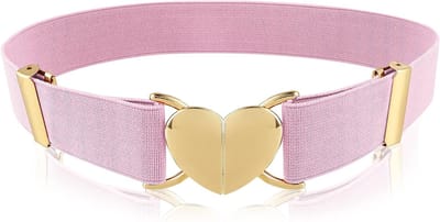 Verstelbare Woven Stretch Riem voor Meisjes met Metalen Hart Gesp - Modieuze Elastische Tailleband voor Vrouwen met Comfort en Stijl