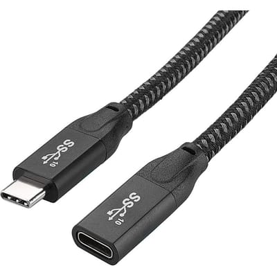 Câble d'extension USB-C 3.1 Gen2 20Gbps PD100W, Charge rapide, vidéo 4K, Compatible avec Thunderbolt3 0.3m noir