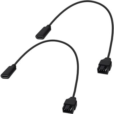 USB C naar PC Ventilator Adapter Voedingskabel voor 3Pin en 4Pin Case Ventilatoren - 20cm, 2 Stuks, Ideaal voor Computer Koeling en Uitbreiding