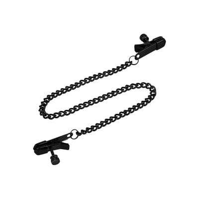 Rimba Bondage Play - Kleine Tepelklemmen Met Aandraaischroef En Ketting - Zwart
