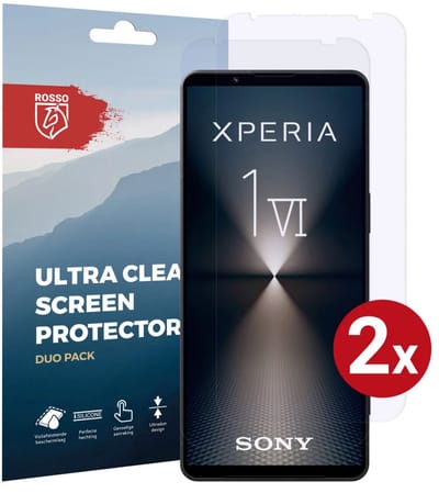 Rosso Screen Protector Geschikt voor Sony Xperia 1 VI | Ultra Clear Duo Pack | TPU Folie | Case Friendly Beschermfolie | 2 Stuks