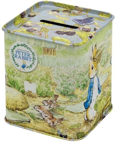 Beatrix Potter - Spaarpot Peter Rabbit - 7.7 x 7.7 x 9.2 cm - Blik