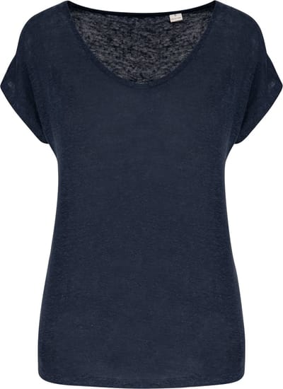 Spasso Linnen dames-t-shirt V-hals SP321 - Navy Blue - XS