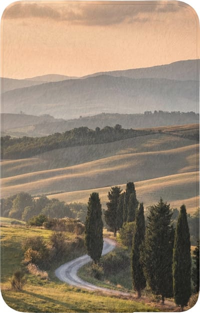 WC mat 50x80 cm - Antislip - Toscaans - Landschap - Heuvels - Toiletmat - Vloermat - Douchemat - Toilet tapijt - Toiletmatten