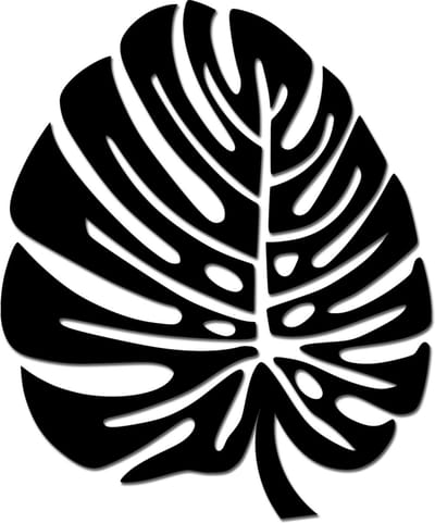 Hout-Kado - Monstera - Medium - Zwart - Geometrische dieren en vormen - Houten Wanddecoratie