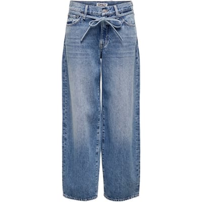 Only blauwe dames jeans   Regular waist   Bleached wash wassing   Straight fit   5-Pocket zakken   Knoop- en ritssluiting   Duurzaam   Regular waist