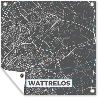 Tuin poster Wattrelos - Plattegrond - Kaart - Stadskaart - Frankrijk - 200x200 cm - Tuindoek