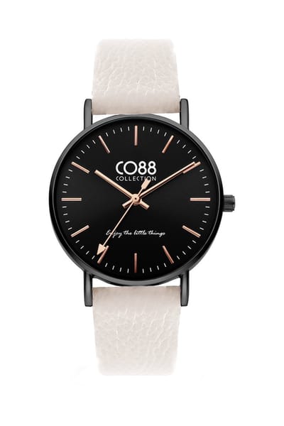 CO88 Collection 8CW-10121 Horloge - Creme - Leren Band - tot 20cm Polsmaat - 36mm Doorsnee - Rosegoudkleurig