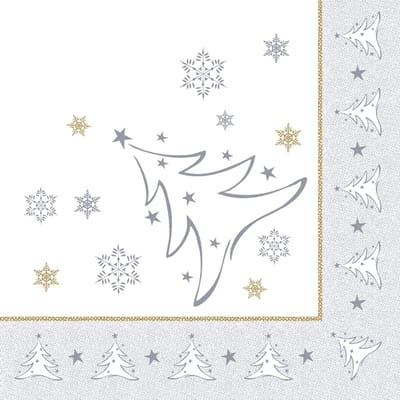 50 Servetten ROYAL Collection 1/4 vouw 40 cm x 40 cm zilver X-Mas Elegance