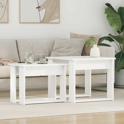 vidaXL - Koffietafel - Set - 2 - st - Wit - 50 - x - 52 - x - 42 - cm - Bewerkt - hout
