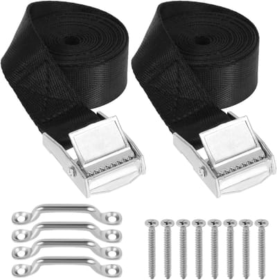Batterij Sjorbanden - Bevestigingsriemen - Accu Vastzetten - Slijtvast Nylon - 200 cm Lengte - Zilver Zwart