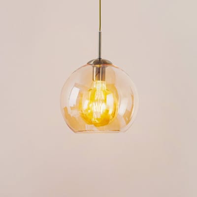 Balls Glazen hanglamp brons globe 25cm amber - Modern - Searchlight