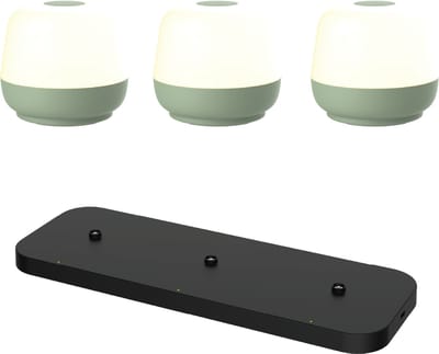 Luxus Europe - Tafellamp Naxos Oudgroen - Draadloze Tafellamp Buiten - Set van 3 - Oplaadbaar - USB-C - Dimbaar - Warm Wit - Waterbestendig