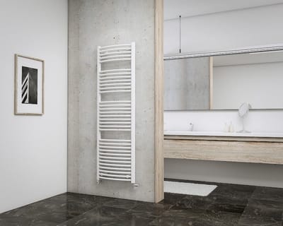 Schulte EP3516050 04 designradiator 50 x 157 cm München rond gebogen, 752 Watt, alpine-wit, radiator voor de badkamer.