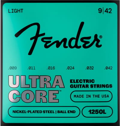 Fender 1250L UltraCore Nickel Plated Elektrische Gitaarsnaren (9-42) met Bal-Einde