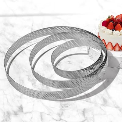 Set van 3 perforaties bakringen Ø 10/15/20 cm van roestvrij staal voor taarten, pizza en muffins