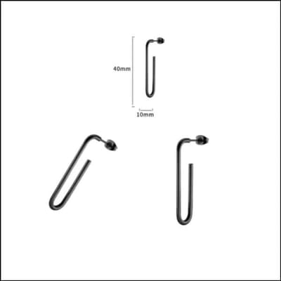 Aramat Jewels | Oorbellen | Stalen Rechthoekige Oorbellen | Zwart | |2mm | Staal | Volwassenen | Verkleurd niet