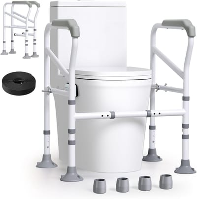 Verstelbaar toiletsteunframe voor ouderen en gehandicapten, 150 kg draagvermogen, geschikt voor de meeste toiletten, veilig en comfortabel hulpmiddel
