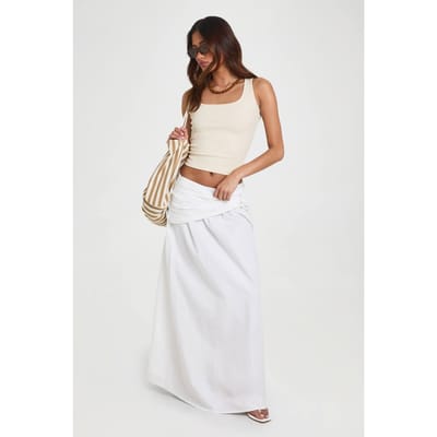 boohoo Dames Poplin Wikkel Maxi Rok | White | Maat: 8