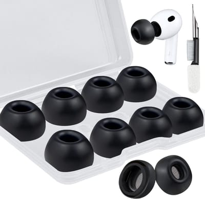 Siliconen Oordopjes voor AirPods Pro 3 (3e Generatie 2025) met Schoonmaakset - Vervangende Eartips (Zwart/L) voor Comfort en Geluidsisolatie