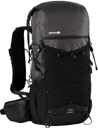 CarryQuest® - 40L Klimrugzak Outdoor Ultralight - 30+10L Hiking Backpack met Rugventilatie, Front-/Toploader, Stevige Ritsen & Gespen - DL-UHMWPE/Polyester - 76x30x18 cm - Zwart