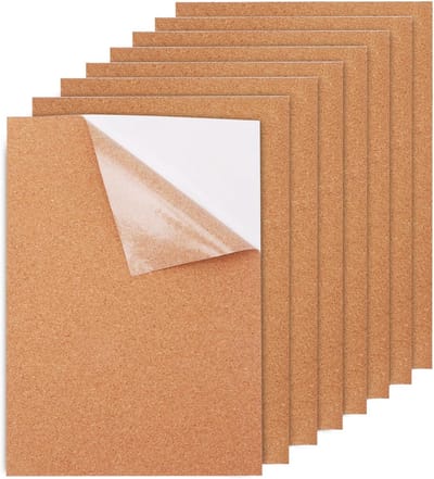 Kurkplanken, 30 x 21 cm, dikte 1 mm, rechthoekige onderzetters, kurk, voor wanddecoratie, "doe het zelf" (1 mm), 8 stuks