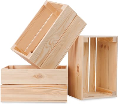 Natuurlijk Houten Vintage Kisten Set van 3 - Multifunctionele Opbergdozen en Decoratie voor Huis en Tuin - 30x20x15 cm