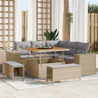 vidaXL - Tuinbank - Set - 8 - st - 7-Aantal - zitplaatsen - Beige - en - Lichtgrijs