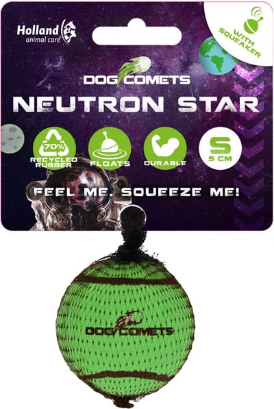 Dog Comets Neutron Star - Hondenbal met pieper - Ø 5 cm - Hondenspeelgoed - Tennisbal - Stuiterende tennisbal - Groen - 1 stuk