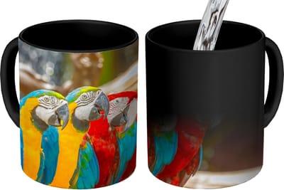 Magische Mok - Foto op Warmte Mokken - Koffiemok - Vogels - Papegaai - Tropisch - Natuur - Magic Mok - Beker - 350 ML - Theemok