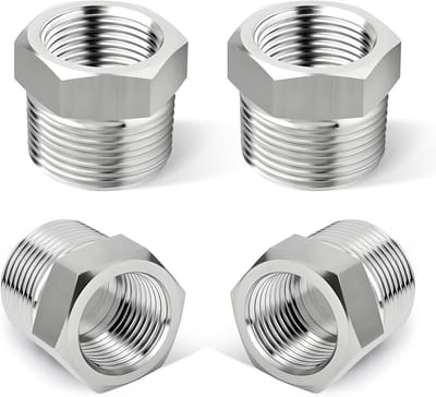 Reducer 1/2 naar 3/8 inch - 4 Stuks Adapter met Draadverbinding en 4 Afsluitringen voor Industrie en Buizen