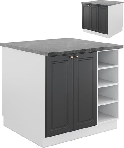 Vicco Fame-Line Keukeneiland – 90 cm zonder werkblad Antraciet-Goud/Wit