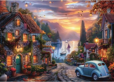 Yunlus Legpuzzels voor volwassenen, 1000 stukjes, herfst, meer, stad, bergpuzzels, onmogelijk, moeilijk, moeilijk, uitdagende puzzels, zonsondergang, natuurlijk landschap, 1000 stukjes, 71 x 50 cm