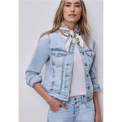 Denim jack met borstzakken en knopen
