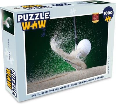 Puzzel Een close-up van een weggeslagen golfbal in de bunker - Legpuzzel - Puzzel 1000 stukjes volwassenen
