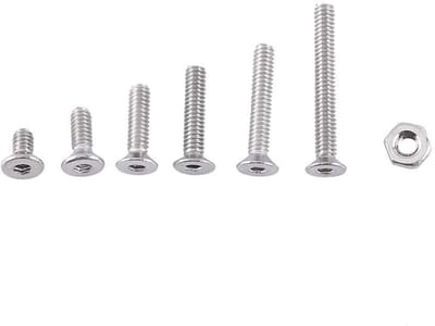 Dailygoods- Zeskantschroeven set van 250 - Zeskantmoeren - Roestvrij staal A2 - Volschroefdraad - Diverse lengtes - Effen kleur platte kop - Schroeven
