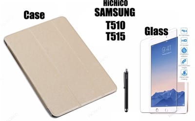 Tablet Hoes met Stylus Pen, draaistand Cover Tablet hoesje, Magnetische Stand Case Leather Flip Cover Tablet Case smart Cover GOUD + Tempered Glass screen protector – HiCHiCO - Geschikt voor Samsung Galaxy Tab A 10.1” 2019 SM-T510 / T515