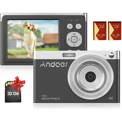 Andoer Compacte 4K digitale camera videocamcorder 50MP 2,88 inch IPS-scherm Autofocus 16X zoom with TF Card zwart