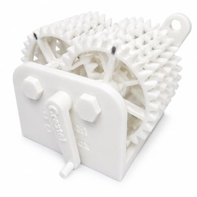 Educatieve Tandwiel Overbrenging – Mechanische Reductie Versnellingsbak – 262.144:1 Gear Ratio – STEM Speelgoed – Engineering Demo Model – Wit